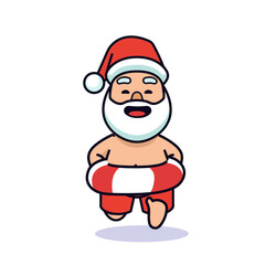 Summer Santa mascot design illustration