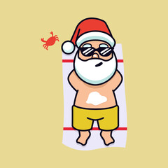 Summer Santa mascot design illustration