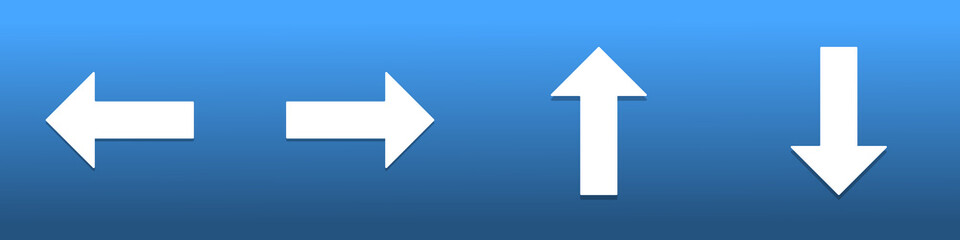 Conjunto de icono de flecha. Fondo azul. Iconos para página web, aplicaciones o redes sociales.