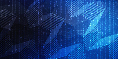 2d illustration Abstract futuristic electronic circuit technology background