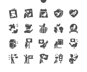 Fototapeta premium International Bird Day. Flying birds. Calendar. Celebrate, party and holiday. Nature, animal, sky, wings, feathers, ornithology, flying. Vector Solid Icons. Simple Pictogram