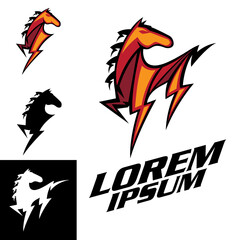 Lightning Steed symbol vector illustration for brand, company identity, tshirt print esport symbol or any other purpose.