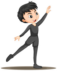 Boy ballet dancer cartoon character isolated