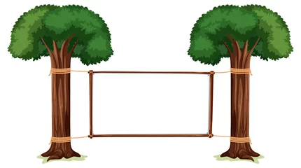 Empty banner with big trees on white background © blueringmedia