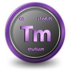 Thulium chemical element. Chemical symbol with atomic number and atomic mass.