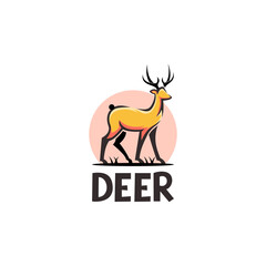 Deer Illustration Logo Modern Retro Vintage Hand Drawn Abstract Vector Design
