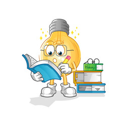 bulb studying mascot. cartoon vector