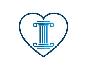 Simple love shape with law pillars inside