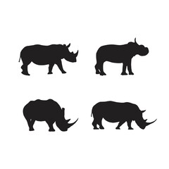 collection of rhino animal silhouettes