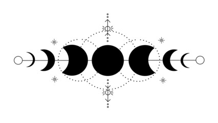 Phase of moon, alchemy , magic,esoteric, vector illustration.