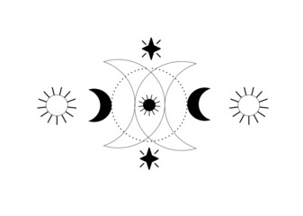Phase of moon, alchemy , magic,esoteric, vector illustration.