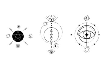 Phase of moon, alchemy , magic,esoteric, vector illustration.