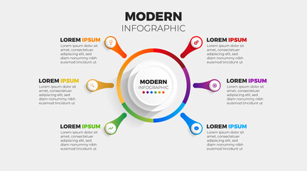 Fototapeta premium 6 element gradient modern infographic