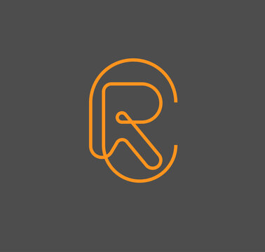 Simple and luxurious letter rc, cr  with thin geometric lines vector
