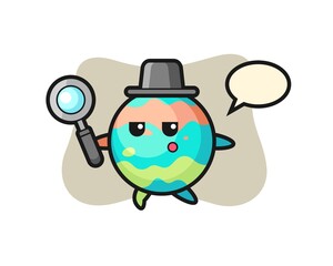 bath bomb cartoon character searching with a magnifying glass