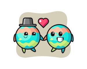 bath bomb cartoon character couple with fall in love gesture
