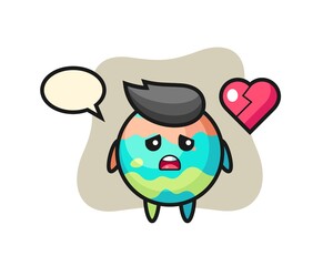 bath bomb cartoon illustration is broken heart