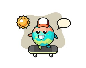 bath bomb character illustration ride a skateboard