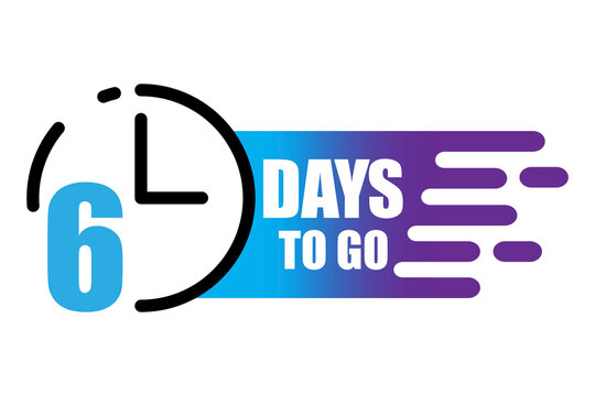 six days to go. Banner promotion. Time icon vector. Vector memphis. Stock Image. EPS 10. Stock Image. EPS 10.