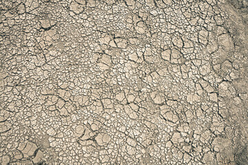 Landscape ground cracks drought crisis environment background.
