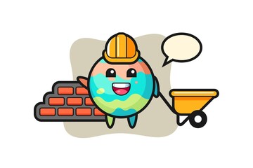 Cartoon character of bath bomb as a builder