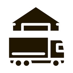 truck near house icon Vector Glyph Illustration