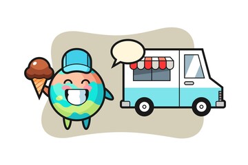 Mascot cartoon of bath bomb with ice cream truck