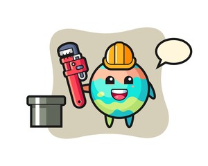 Character Illustration of bath bomb as a plumber