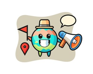 Character cartoon of bath bomb as a tour guide
