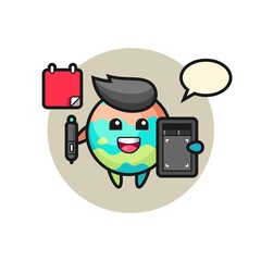 Illustration of bath bomb mascot as a graphic designer