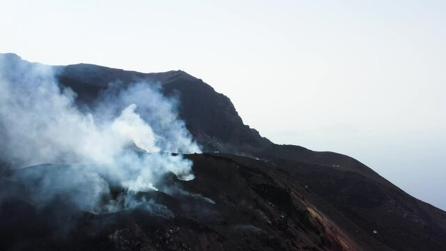 Volcano eruption on Stromboli Aeolian Islands Italy