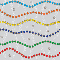 Colorful rainbow beads seamless pattern. Holiday background.