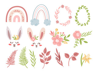 Easter kids pastel vector clip arts bundle