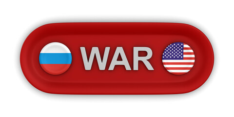 War between Russia and USA on white background. Isolated 3D illustration