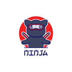 Cute ninja cat logo