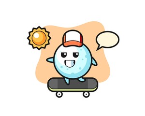 snow ball character illustration ride a skateboard