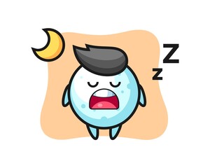 snow ball character illustration sleeping at night