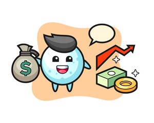 snow ball illustration cartoon holding money sack