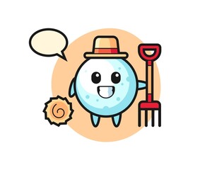 Obraz na płótnie Canvas Mascot character of snow ball as a farmer