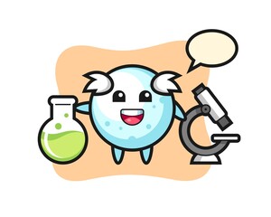 Obraz na płótnie Canvas Mascot character of snow ball as a scientist