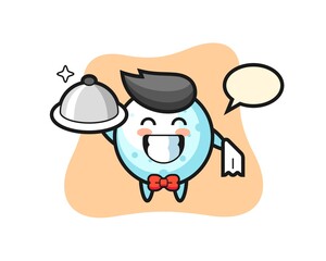 Character mascot of snow ball as a waiters