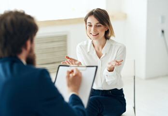 Woman at the reception at the psychologist health problems consultation depression