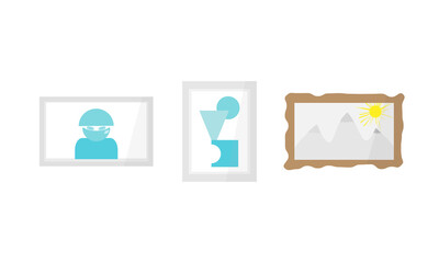 A set of abstract paintings in a modern style. Flat vector illustration