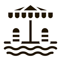places under sun umbrella icon Vector Glyph Illustration