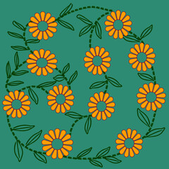 Flowers and leaves background filling the frame.