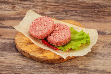 Raw beef cutlet for burger