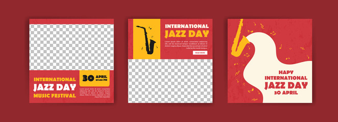 Naklejka premium international Jazz Day. Jazz Day banner of music band in concert. Banners vector for social media ads, web ads, business messages, discount flyers and big sale banner.