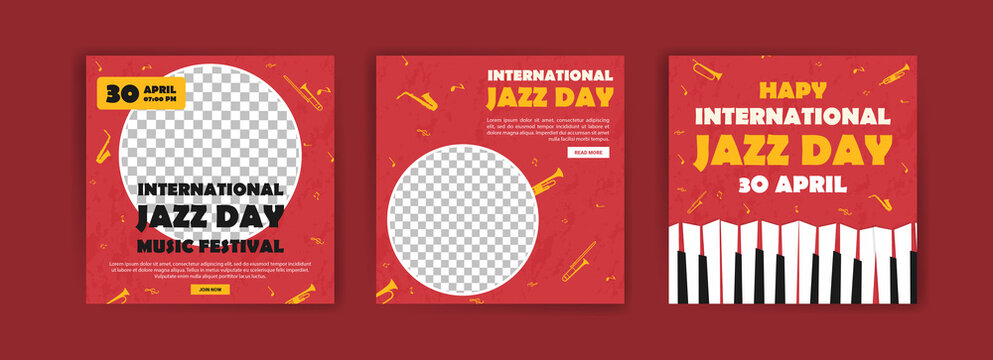 International Jazz Day. Jazz Day Banner Of Music Band In Concert. Banners Vector For Social Media Ads, Web Ads, Business Messages, Discount Flyers And Big Sale Banner.