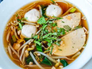Noodle with pork ball in luxury hotel