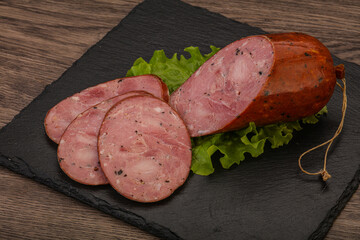 Smoked ham sausage with spices